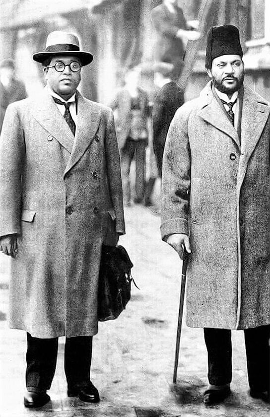 Dr._Babasaheb Ambedkar with Sir Muhammad Zafarullah Khan, standing outside the House of Commons when they participated in the 2nd Round Table Conference on September 1931