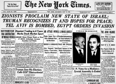 State of Israel is Born Historic Newspaper