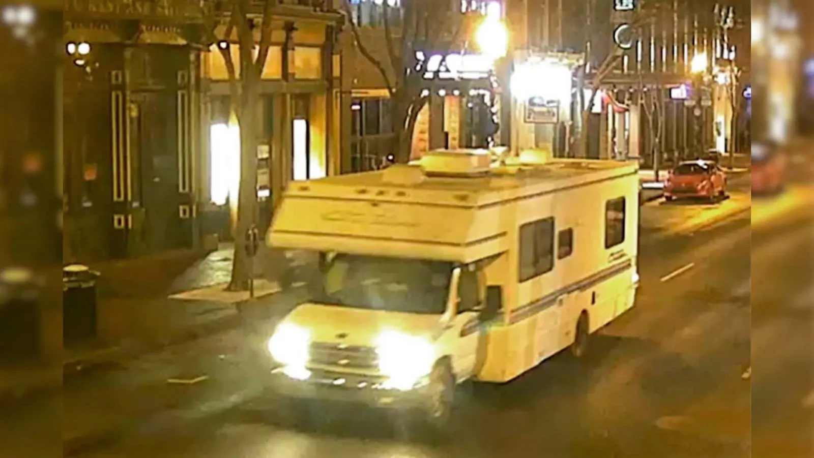 Surveillance footage showing the RV involved in the explosion