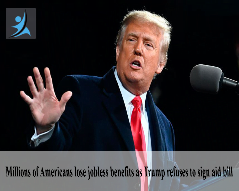 Millions of Americans lose jobless benefits as Trump refuses to sign aid bill.